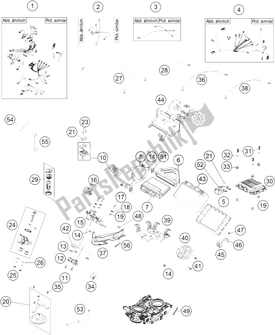 All parts for the Wiring Harness of the KTM 1190 ADV ABS Grey WES Europe 2013