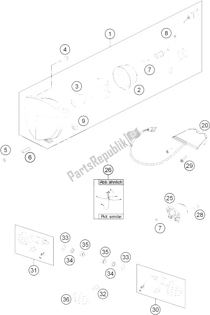 All parts for the Lighting System of the KTM Freeride 350 Australia 2015