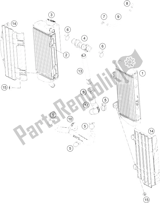 Alle onderdelen voor de Koelsysteem van de KTM 250 SX F Factory Edition USA 2015