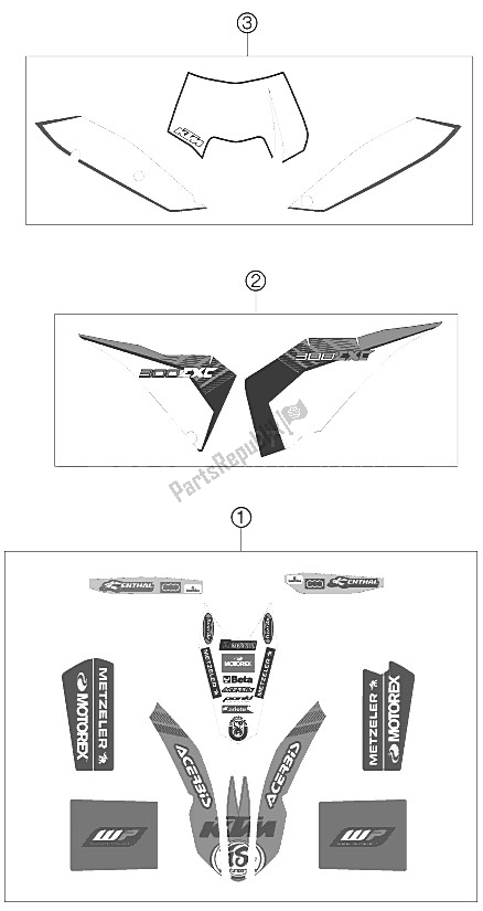 Wszystkie części do Kalkomania KTM 300 EXC Factory Edit Europe 2011