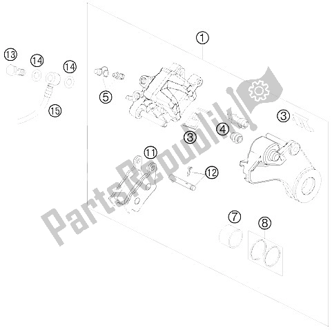 All parts for the Brake Caliper Rear of the KTM 990 Super Duke Black France 2008