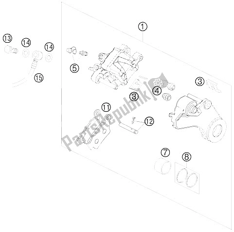 All parts for the Brake Caliper Rear of the KTM 990 Super Duke Orange France 2008