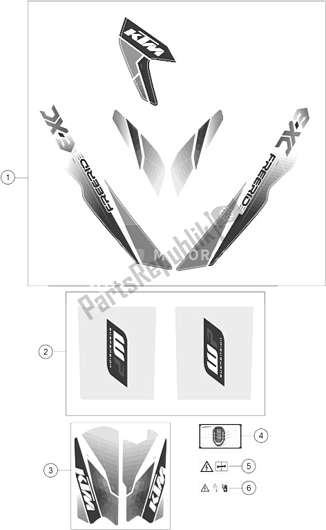 Todas las partes para Etiqueta de KTM Freeride E XC Europe 0 2015