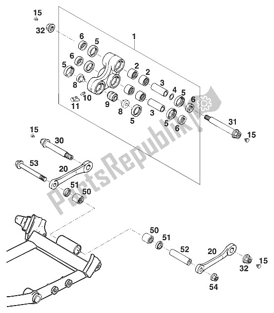 Tutte le parti per il Bilanciere A Leva Pro Lc4'95 del KTM 400 Super Comp WP Europe 1996