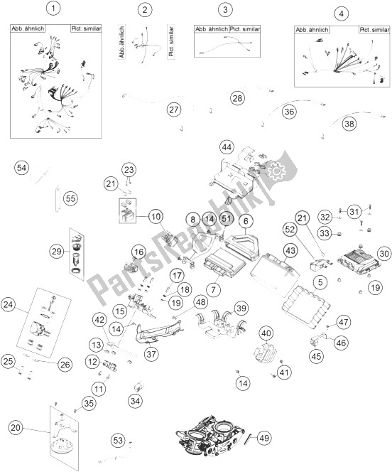 All parts for the Wiring Harness of the KTM 1190 ADV ABS Orange WES Europe 2014