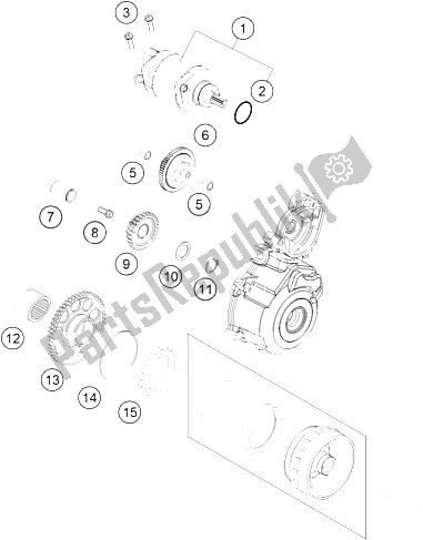 All parts for the Electric Starter of the KTM 250 EXC F CKD Brazil 2016