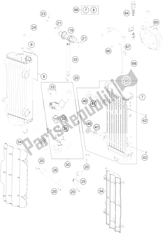 All parts for the Cooling System of the KTM 450 XC W USA 2014