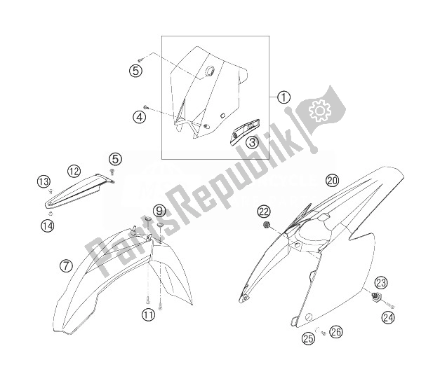 All parts for the Mask, Fenders of the KTM 250 XC W USA 2007