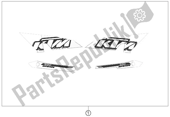 All parts for the Decal of the KTM 990 Adventure White ABS 12 USA 2012