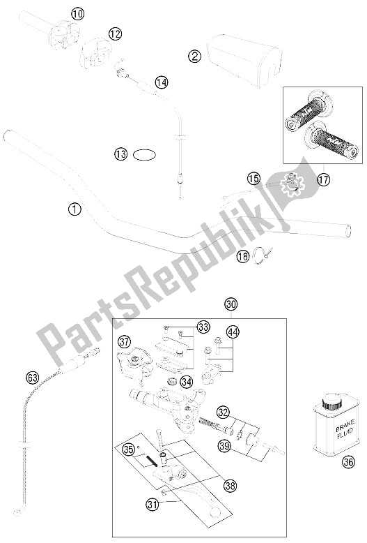 Alle onderdelen voor de Stuur, Bedieningselementen van de KTM 250 SX USA 2015
