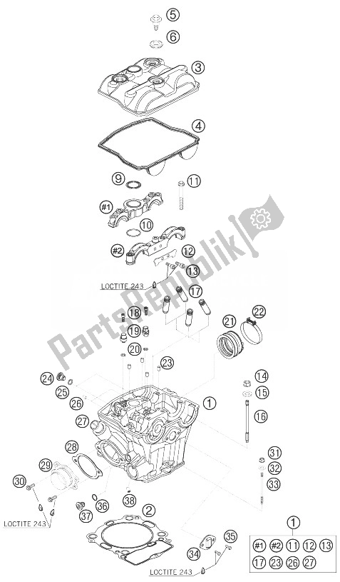 Tutte le parti per il Testata del KTM 450 SX F Europe 2007