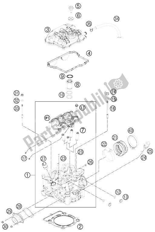 Todas las partes para Cabeza De Cilindro de KTM 350 SX F Cairoli Replica 11 Europe 2011