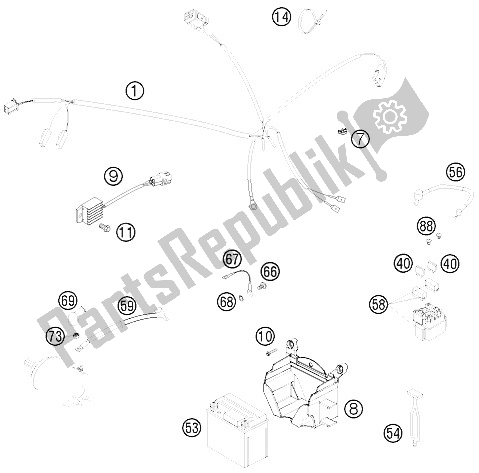 All parts for the Wiring Harness of the KTM 250 XC USA 2009