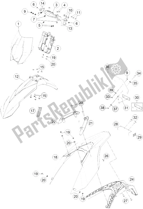 Tutte le parti per il Maschera, Parafango del KTM 690 Enduro R ABS USA 2015