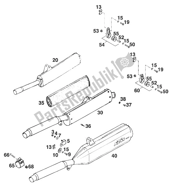 Tutte le parti per il Silenziatore 125 '96 del KTM 125 SX M O Europe 1996