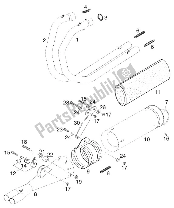 All parts for the Pipe Exhaust;muffler 660 Rallye of the KTM 660 Rallye Europe 2000