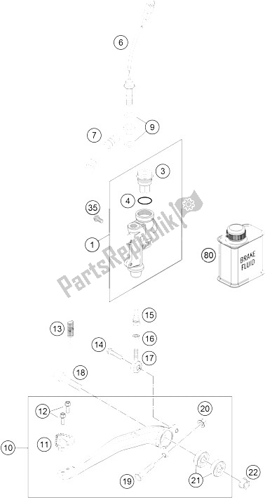 All parts for the Rear Brake Control of the KTM 250 EXC Australia 2015