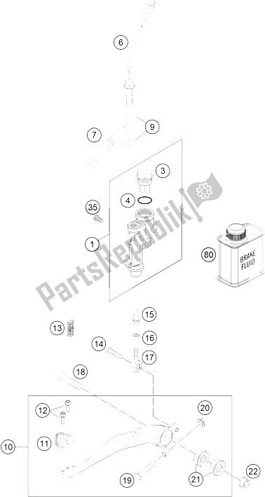 All parts for the Rear Brake Control of the KTM 250 EXC F SIX Days Europe 2016