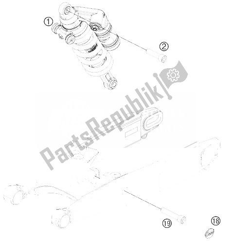 All parts for the Mono Shock of the KTM 990 Supermoto T Black ABS France 2013