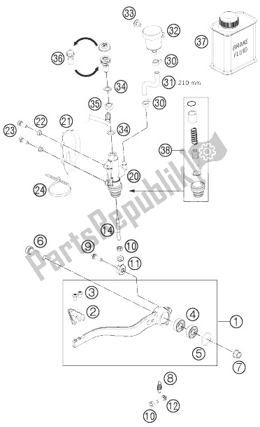 All parts for the Rear Brake Control of the KTM 690 Duke White ABS USA 2014