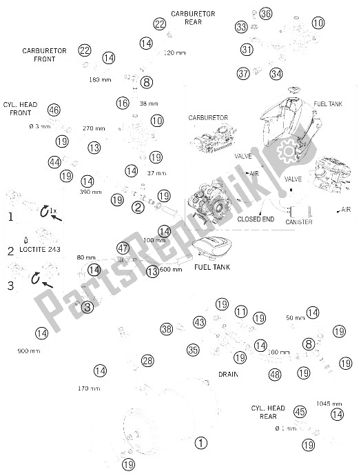 Todas las partes para Recipiente Evaporativo de KTM 950 Super Enduro R USA 2008