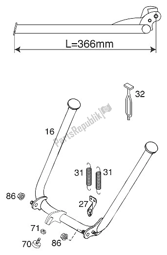 All parts for the Stand Main - Stand Side 125 E of the KTM 125 Supermoto 80 Europe 2001