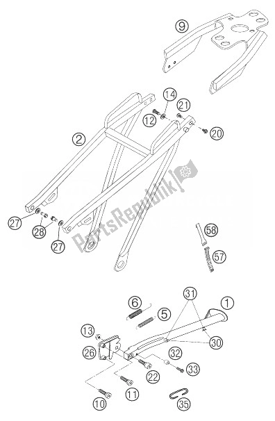 All parts for the Subframe 660 Rallye of the KTM 660 Rallye Factory Repl Europe 2003