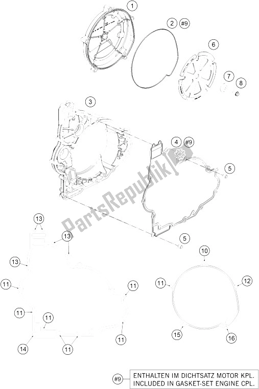 All parts for the Clutch Cover of the KTM 1290 Super Adventure WH ABS 16 France 2016