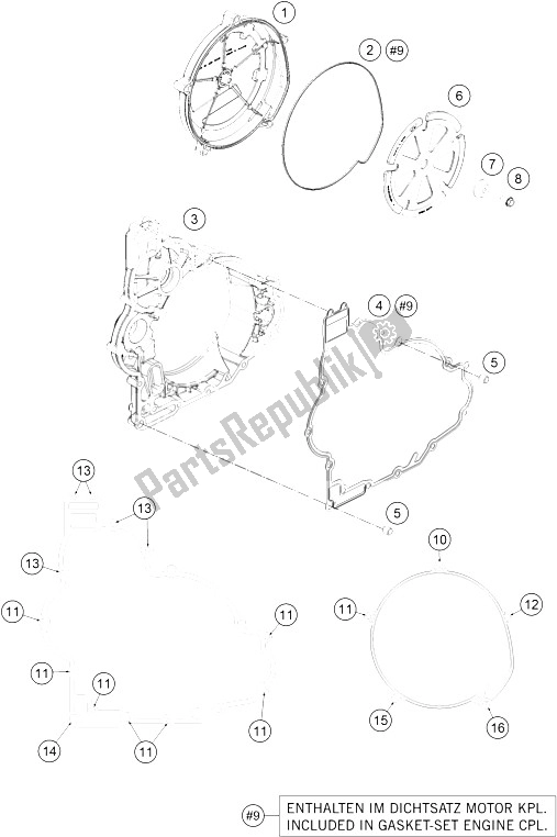 All parts for the Clutch Cover of the KTM 1290 Super Adventure WH ABS 16 USA 2016