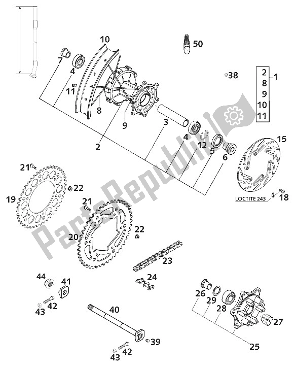 All parts for the Rear Wheel With Damper Lc4 2001 of the KTM 640 LC4 E United Kingdom 2001