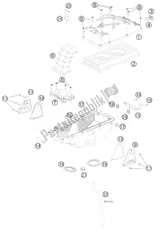 Todas las partes para Caja De Filtro De Aire de KTM 990 Supermoto T Black ABS France 2013