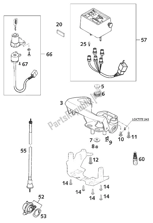 All parts for the Instruments / Lock System of the KTM 640 LC4 E Europe 972616 2001