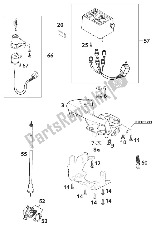 Todas las partes para Instrumentos / Sistema De Bloqueo de KTM 640 LC4 E United Kingdom 2001