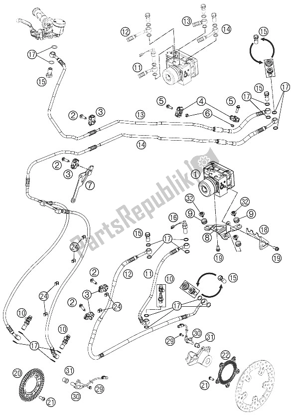 All parts for the Anti-skid System Abs of the KTM 990 SM T Black ABS Spec Edit Brazil 2011