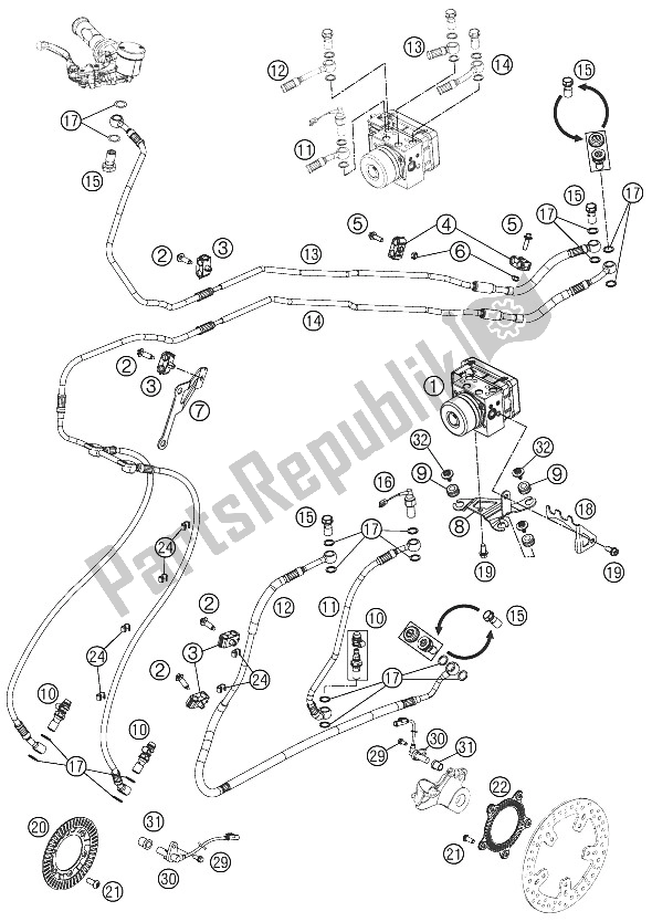 All parts for the Anti-skid System Abs of the KTM 990 SM T White ABS Spec Edit Brazil 2011