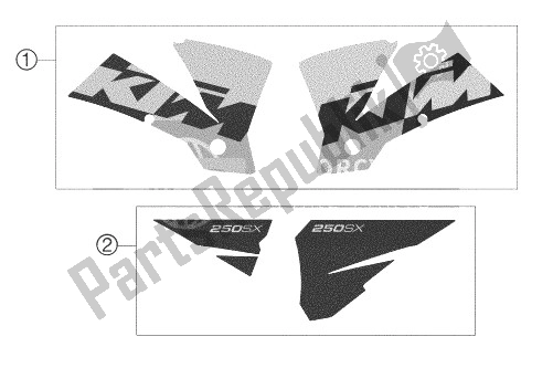 Tutte le parti per il Decal 250 Sx del KTM 250 SXS Europe 2003