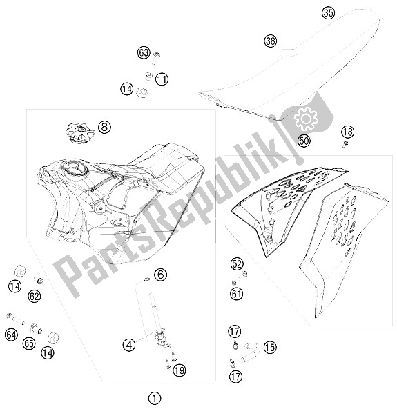 Wszystkie części do Zbiornik, Siedzenie, Pokrowiec KTM 450 EXC USA 2011