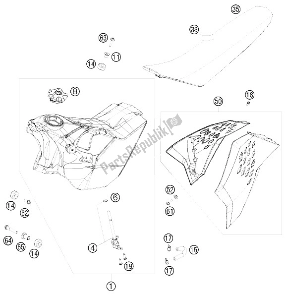 Toutes les pièces pour le Réservoir, Siège, Couverture du KTM 530 EXC USA 2011