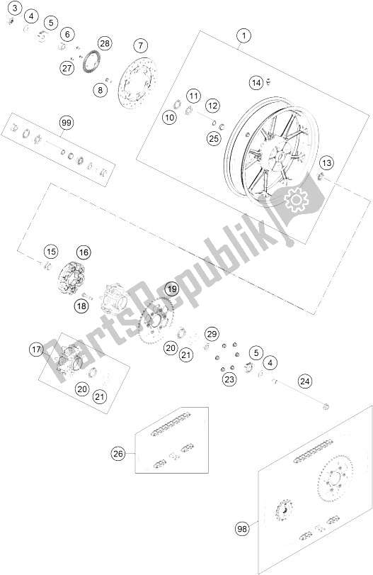 Tutte le parti per il Ruota Posteriore del KTM 250 Duke BL ABS CKD 16 Malaysia 2016