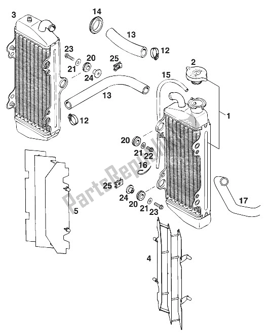 Toutes les pièces pour le Radiateur - Durite De Radiateur 125 '97 du KTM 125 EGS M ö 6 KW France 1997