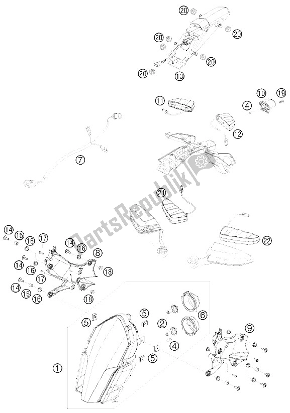 Todas as partes de Sistema De Luz do KTM 1190 RC 8 R France 2009