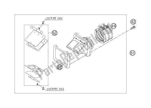 All parts for the Reed Valve Case of the KTM 250 EXC Europe 2006