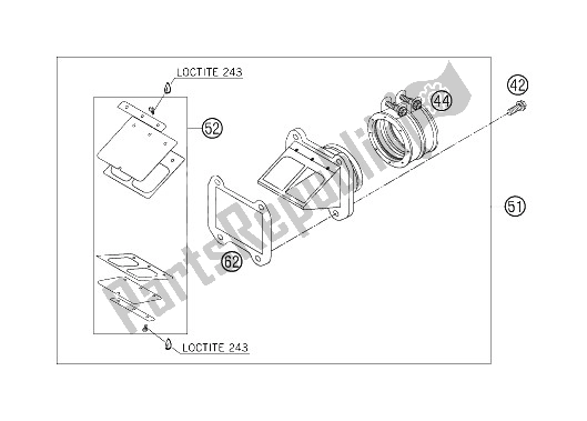 Tutte le parti per il Cassa Della Valvola A Lamella del KTM 300 XC USA 2006