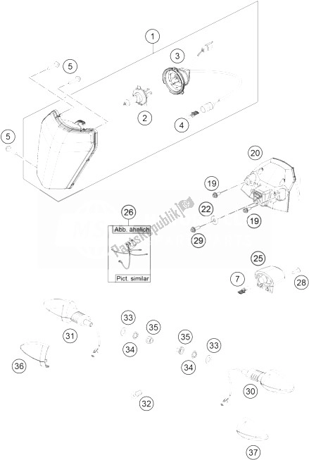 All parts for the Lighting System of the KTM 500 EXC USA 2014