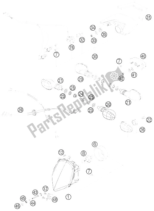 Tutte le parti per il Sistema Di Illuminazione del KTM 950 Super Enduro Erzberg 08 Europe 2008