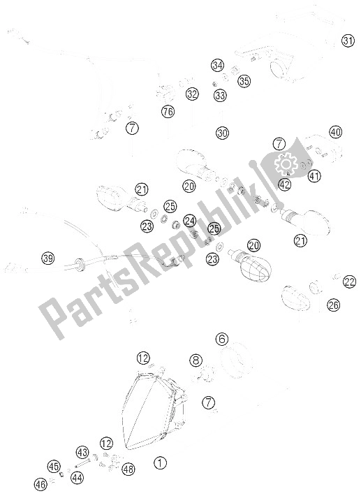 Tutte le parti per il Sistema Di Illuminazione del KTM 950 Super Enduro R USA 2009