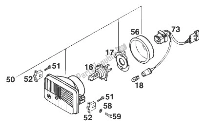 Todas as partes de Farol Dianteiro Egs-e Militar '9 do KTM 400 RXC E USA 1998
