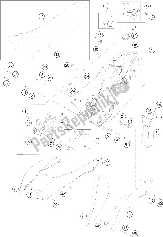 Todas las partes para Tanque, Asiento, Tapa de KTM 690 Enduro 08 Europe 2008