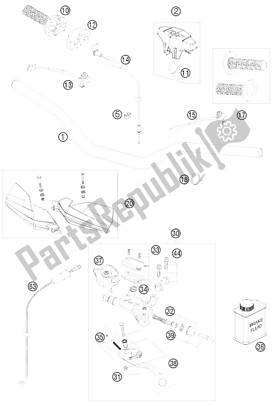 All parts for the Handlebar, Controls of the KTM 300 XC Europe USA 2011