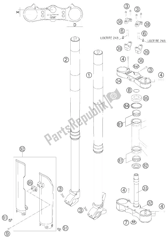 All parts for the Telescopic Fork of the KTM 450 SMR Europe 2006